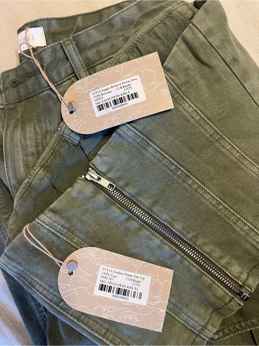 Meshki matching set - olive green denim - Picture 2 of 2